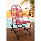 Cadeira De Balanço Para Jardim Adulta Fio Duplo Prata E Rosa