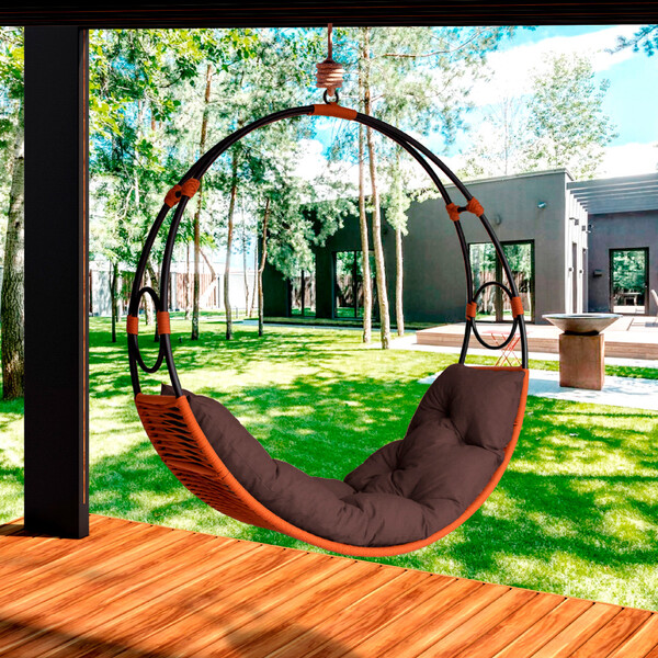 Cadeira De Balanço Suspenso Lua Nova Em Corda Náutica