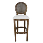 Cadeira De Balcão Com Telinha Medalhão Verniz Imbuia E Bege C