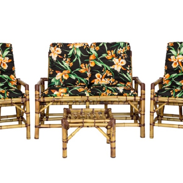 Cadeira De Bambu Jogo Completo Com Almofada