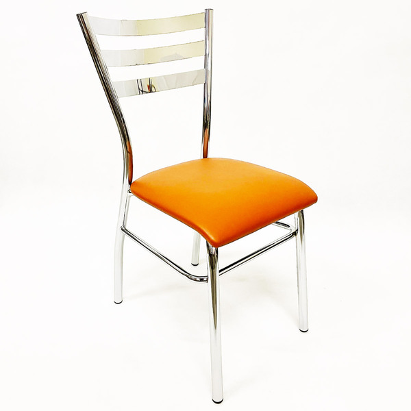 Cadeira De Cozinha Com Reforço Cromada Assento Cor Cobre