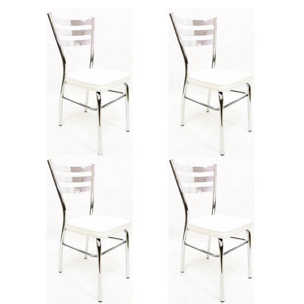 Cadeira De Cozinha Com Reforço Cromada Assento Grosso Branco