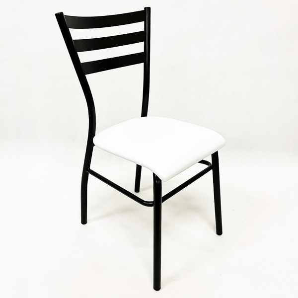 Cadeira De Cozinha Com Reforço Preta Assento Branco