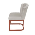 Cadeira De Decorativa Pétala Veludo Bege Base De Ferro Cobre