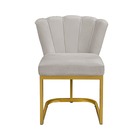 Cadeira De Decorativa Pétala Veludo Bege Base De Ferro Dourad