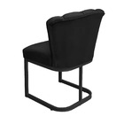 Cadeira De Decorativa Pétala Veludo Preto Base De Ferro Preta