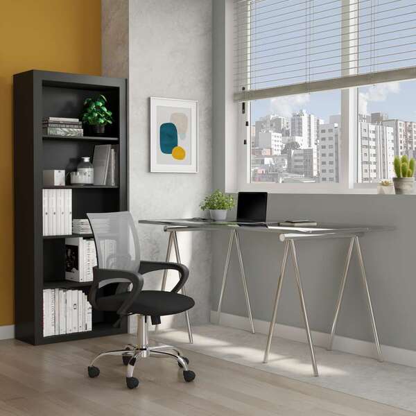 Cadeira De Escritório Analista Giratória Java Preta E Cinza