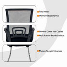 Cadeira De Escritório Begonia Oficial Tela Mesh Fixa Preto - 5