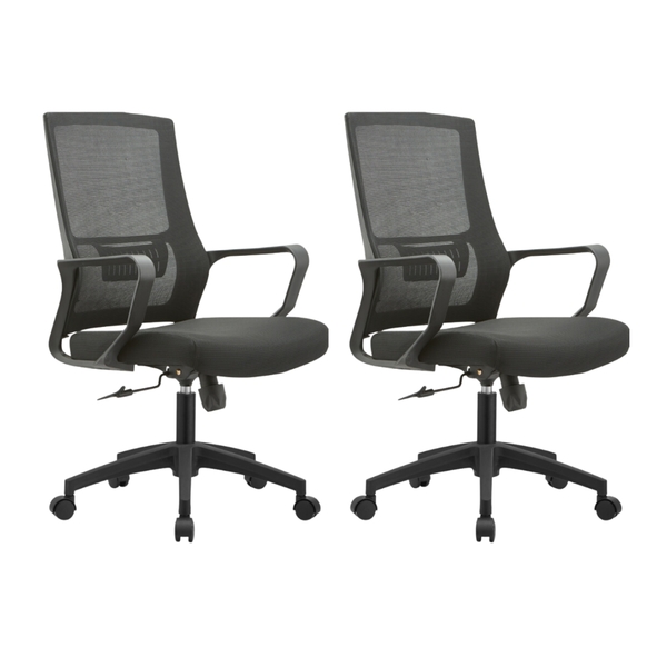 Cadeira De Escritório Diretor Crown - Preta - 2 Cadeiras