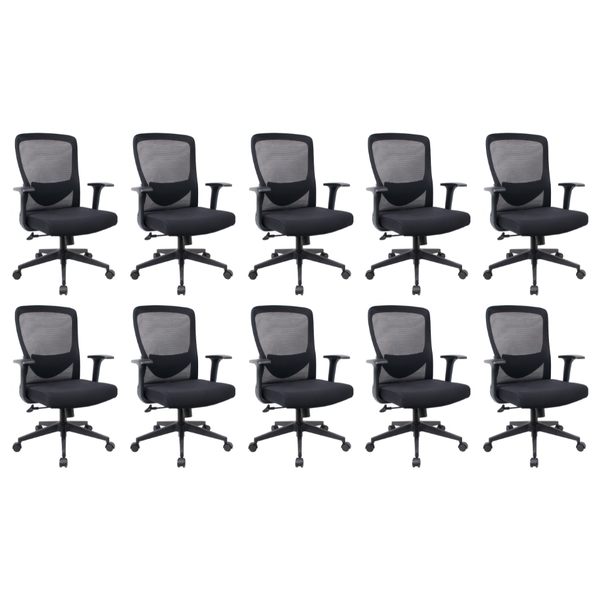 Cadeira De Escritório Diretor Elite - Preta - 10 Cadeiras