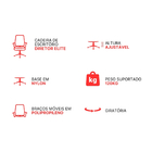 Cadeira De Escritório Diretor Elite - Preta - 1 Cadeira