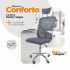 Cadeira De Escritório Diretor Oficial Vegas Com Apoio - Cinza