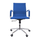 Cadeira De Escritório Esteirinha Diretor Azul Em Couro Sintét