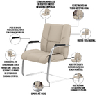 Cadeira De Escritório Fixa Executiva New Onix F02 Tecido Sint