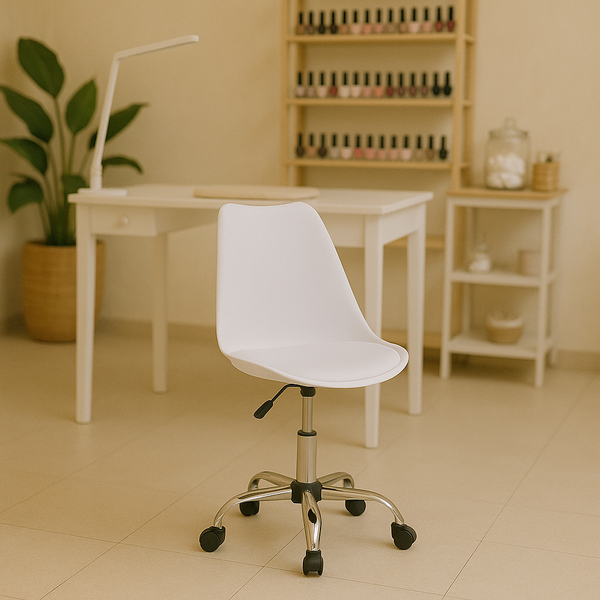 Cadeira De Escritório Giratória Branca Saarinem Office Com Re