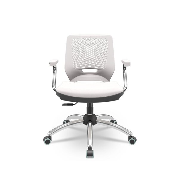 Cadeira De Escritório Giratória Em Couro Eco Base Cromada Bee