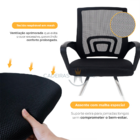 Cadeira De Escritório Home Office Detroit Base Fixa Preta Tel