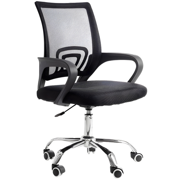 Cadeira De Escritório Mesh Assento Estofado Base Giratória 90