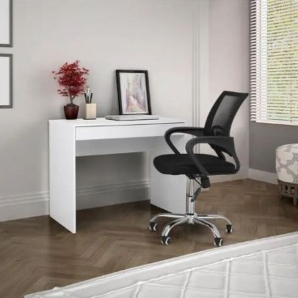 Cadeira De Escritório Mesh Assento Estofado Base Giratória -