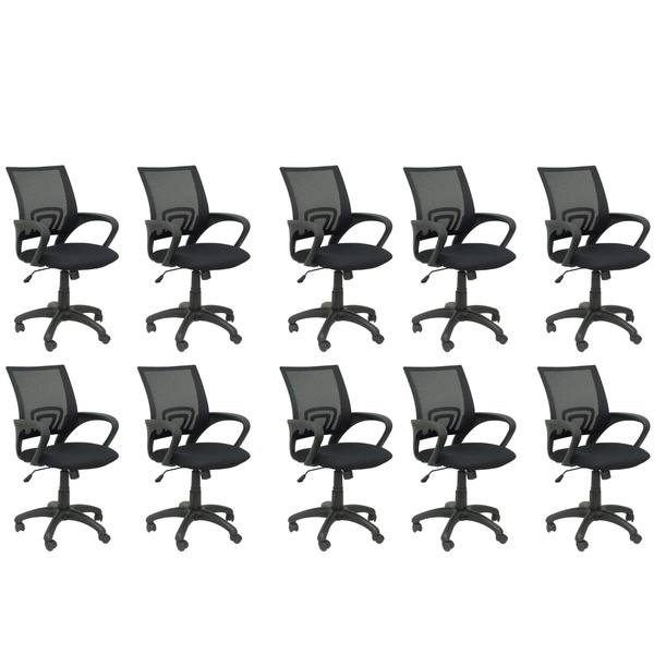 Cadeira De Escritório Nelis Base Pp - Preta - 10 Cadeiras