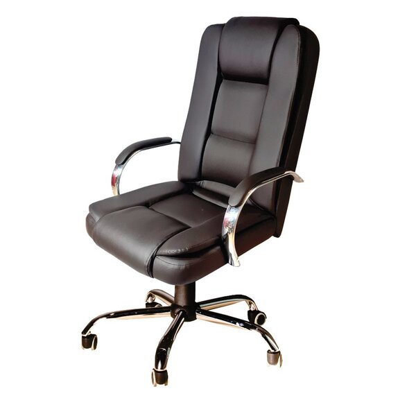 Cadeira De Escritório Presidente Em Corino Base Cromada Euro