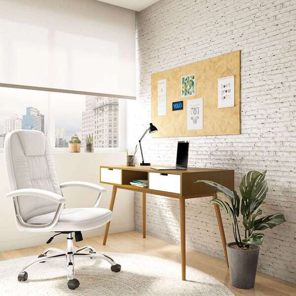 Cadeira De Escritório Presidente Giratória França Branca