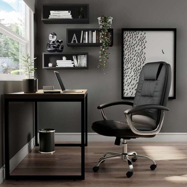 Cadeira De Escritório Presidente Giratória Oss Preta