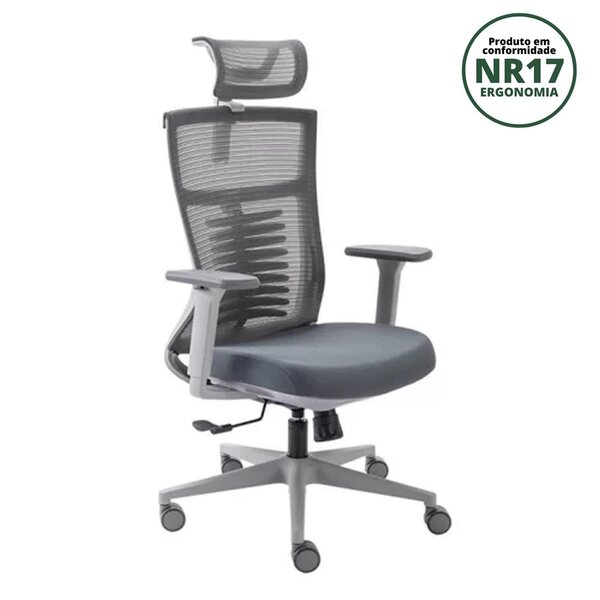 Cadeira De Escritório Presidente Nr17 Vertta Basic Cinza