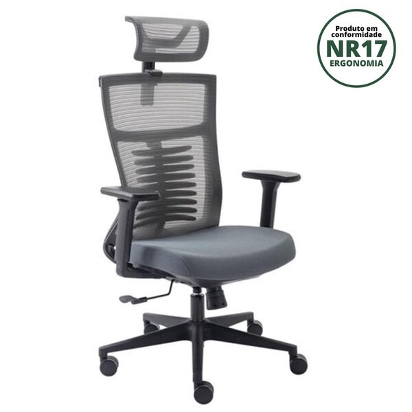 Cadeira De Escritório Presidente Nr17 Vertta Basic Preto/cinza