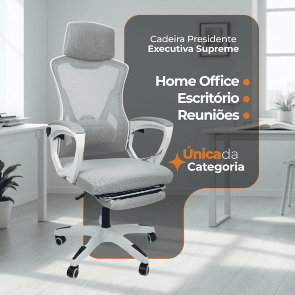 Cadeira De Escritório Presidente Oficial Supreme - Cinza - 1