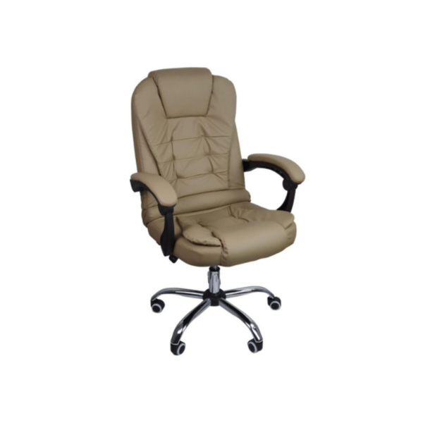 Cadeira De Escritório Presidente Reclinável Ergonômica - Bege