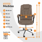 Cadeira De Escritório Presidente Reclinável Ergonômica - Bege