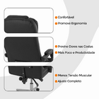 Cadeira De Escritório Presidente Reclinável Ergonômica - Preto