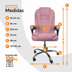 Cadeira De Escritório Presidente Reclinável Ergonômica - Rosa