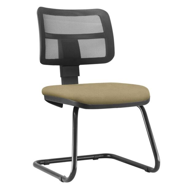 Cadeira De Escritório Recepção Fixa Zip L02 Suede Bege - Lyam