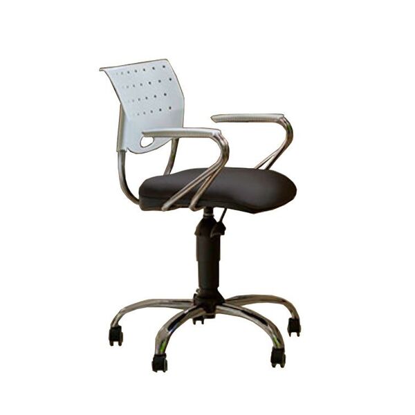 Cadeira De Escritório Sadi Base Metálica Cromada Giratória E