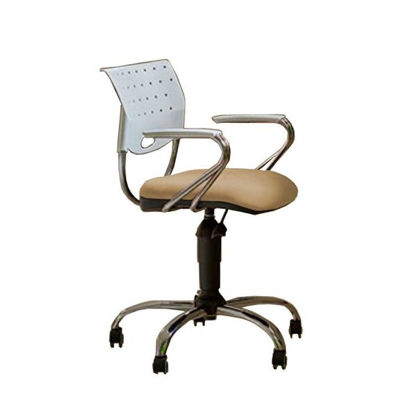 Cadeira De Escritório Sadi Base Metálica Cromada Giratória E