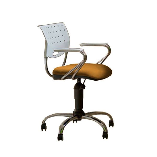 Cadeira De Escritório Sadi Base Metálica Cromada Giratória E