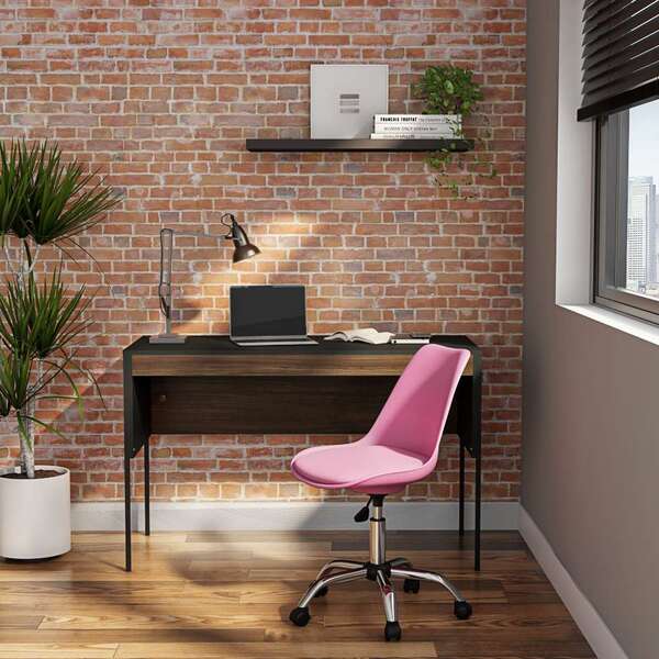 Cadeira De Escritório Secretária Giratória Evie Rosa