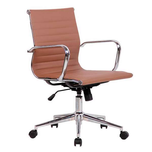 Cadeira De Escritório Secretária Sevilha Ii Estofada Marrom C