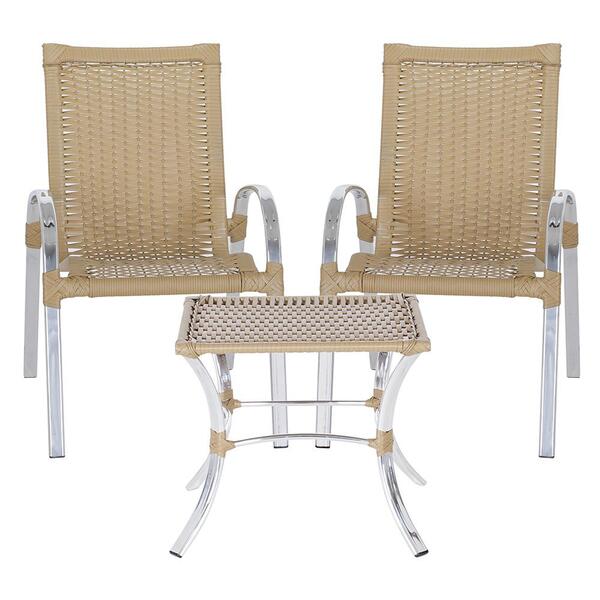 Cadeira De Fibra Sintetica Colombia 2 Unidades E Mesa Baixa C