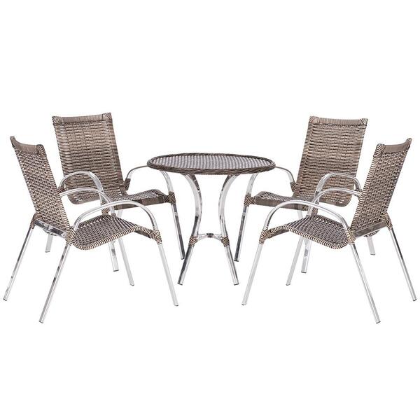 Cadeira De Fibra Sintetica Colombia 4 Unidades E Mesa Alta To