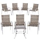 Cadeira De Fibra Sintetica Colombia 7 Unidades E Mesa Baixa C