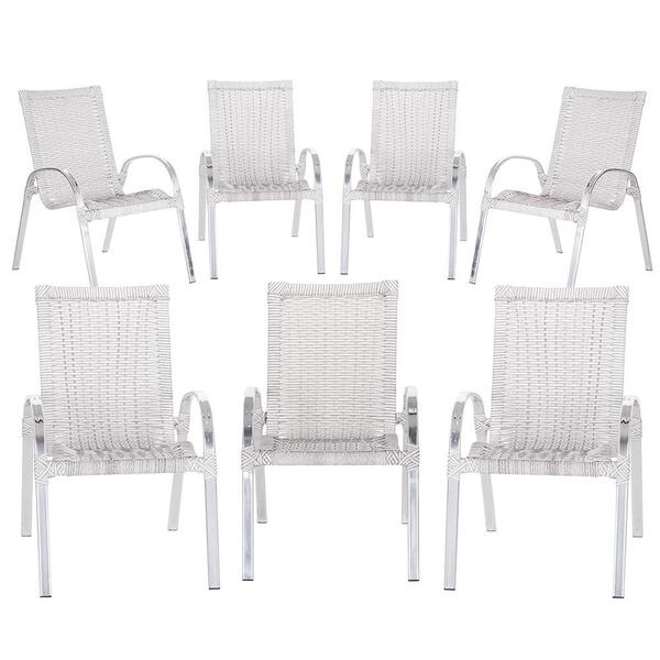 Cadeira De Fibra Sintetica Colombia 7 Unidades Para Piscina E