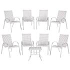 Cadeira De Fibra Sintetica Colombia 8 Unidades E Mesa Baixa C