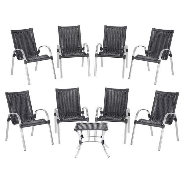 Cadeira De Fibra Sintetica Colombia 8 Unidades E Mesa Baixa C