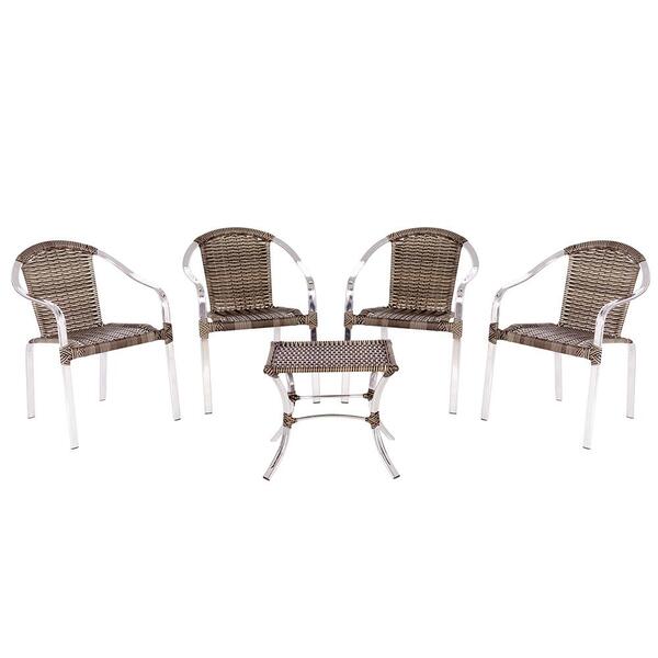 Cadeira De Fibra Sintetica Toquio 4 Unidades E Mesa Baixa Col