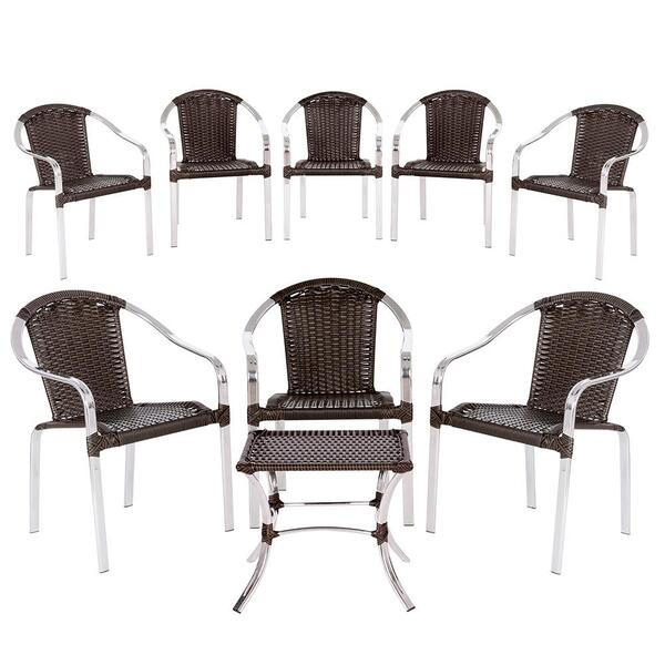 Cadeira De Fibra Sintetica Toquio 8 Unidades E Mesa Baixa Col