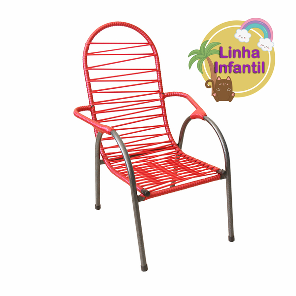 Cadeira De Fio Infantil Para Varanda Area Externa Luxo Vermel