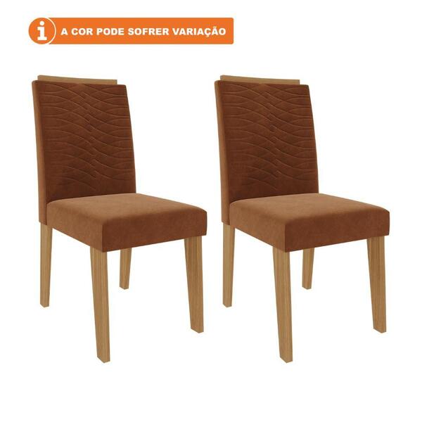 Cadeira De Jantar 2 Peças Mdf Clarice Cimol Madeira/terracota